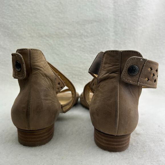 Paul Green Women's Tan Suede Stacked Block Heel Cross Ankle Strap Sandals Sz 10 - Picture 10 of 15